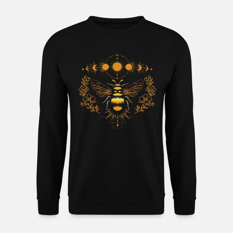 Mondphasen Über Bienen Yoga Spirituell - Unisex Pullover - Schwarz