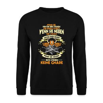 Wikinger, Valhalla, Viking, Nordmann - Unisex Pullover - Schwarz - Vorne - Alina (178cm) & Michal (187cm)