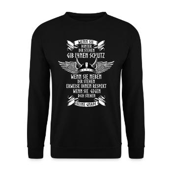 Wikinger, Walhalla, Odin, Nordische Mythologie - Unisex Pullover - Schwarz - Vorne - Alina (178cm) & Michal (187cm)