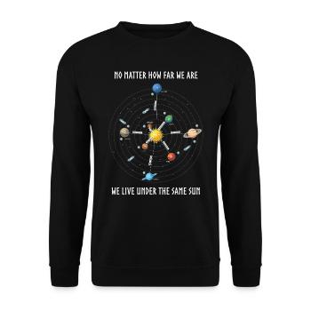 Planet, Universe, Distances of Planets - Unisex Sweatshirt - black - Front - Alina (178cm) & Michal (187cm)