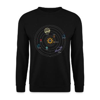 Sonnensystem, Planet, Planeten, Sonne, Erde - Unisex Pullover - Schwarz - Vorne - Alina (178cm) & Michal (187cm)