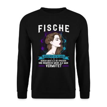 Pisces Tierkreiszeichen, Fische - Unisex Pullover - Schwarz - Vorne - Alina (178cm) & Michal (187cm)