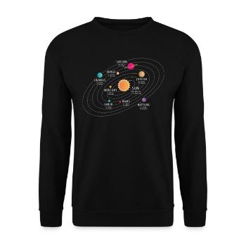 Sonnensystem, Planet, Planeten, Sonne, Erde - Unisex Pullover - Schwarz - Vorne - Alina (178cm) & Michal (187cm)