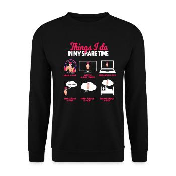 K Pop, Dinge, Die Ich In Meiner Freizeit Tue - Unisex Pullover - Schwarz - Vorne - Alina (178cm) & Michal (187cm)