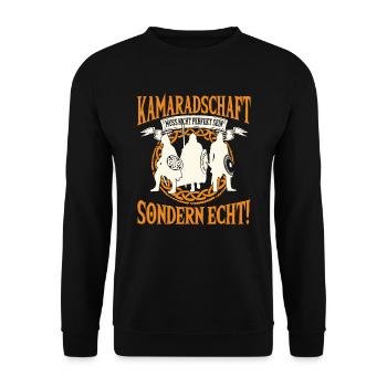 Wikinger Freundschaft, Perfekt Und Echt - Unisex Pullover - Schwarz - Vorne - Alina (178cm) & Michal (187cm)
