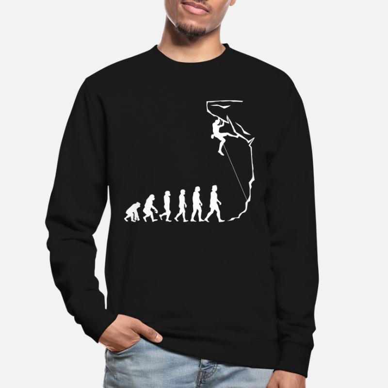 Evolution des Kletterns, Bouldern, Bergsteigen Unisex Pullover