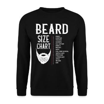 Bart Größentabelle, Bart, Bärtslänge - Unisex Pullover - Schwarz - Vorne - Alina (178cm) & Michal (187cm)