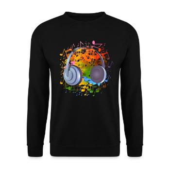 Headphones Music Lover Gift Music Music Music - Unisex Sweatshirt - black - Front - Alina (178cm) & Michal (187cm)