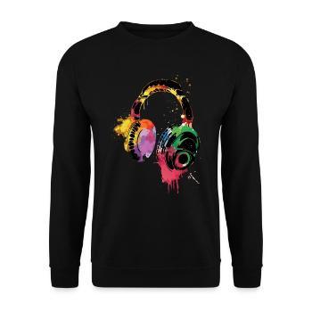 Musik-Kopfhörer, Musiker, Musik-Geschenk - Unisex Pullover - Schwarz - Vorne - Alina (178cm) & Michal (187cm)