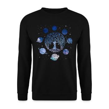 Tree of Life and the Planets, Solar System - Unisex Sweatshirt - black - Front - Alina (178cm) & Michal (187cm)