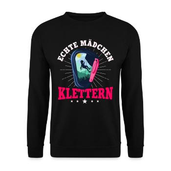 Echte Mädchen Klettern, Kletterer, Boulder - Unisex Pullover - Schwarz - Vorne - Alina (178cm) & Michal (187cm)