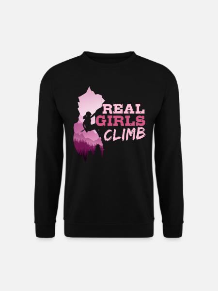 Echte Mädchen Klettern, Kletterer, Boulder - Unisex Pullover - Schwarz