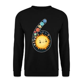 6th birthday children, space, solar system - Unisex Sweatshirt - black - Front - Alina (178cm) & Michal (187cm)