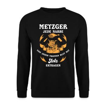Fleischer, Metzgerei, Metzger, Schlachter - Unisex Pullover - Schwarz - Vorne - Alina (178cm) & Michal (187cm)