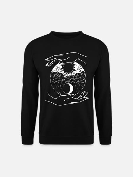 Sonnen- Und Mond-Yoga, Yin Yang Moon Phasen - Unisex Pullover - Schwarz
