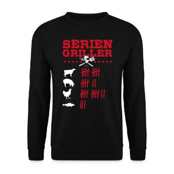Seriengriller, Grill, BBQ, Fleischesser, Smoker - Unisex Pullover - Schwarz - Vorne - Alina (178cm) & Michal (187cm)