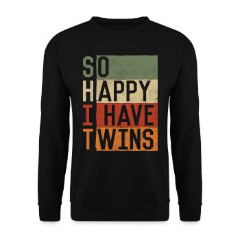 Si heureux, Que J’ai des jumeaux, - Sweat-shirt Unisexe - noir - Devant - Alina (178cm) & Michal (187cm)