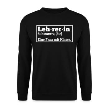Lehrerin Geschenk, Schule, Grundschullehrerin - Unisex Pullover - Schwarz - Vorne - Alina (178cm) & Michal (187cm)