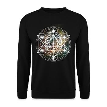 Metatron Cube Sacred Geometry Spiritual Yoga - Unisex Sweatshirt - black - Front - Alina (178cm) & Michal (187cm)