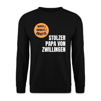 Zwillingspapa Zwillingsvater Papa Vater Zwillinge - Unisex Pullover - Schwarz - Vorne - Alina (178cm) & Michal (187cm)