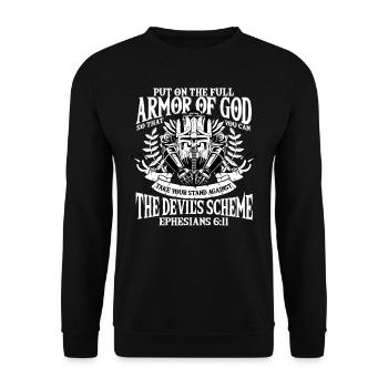 Armor of God, Ephesians 6:11, Bible verse - Unisex Sweatshirt - black - Front - Alina (178cm) & Michal (187cm)