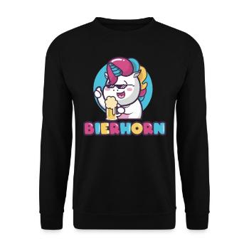 Einhorn, Einhörner, Bier, Bierhorn - Unisex Pullover - Schwarz - Vorne - Alina (178cm) & Michal (187cm)