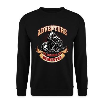 Aventure Avant démence, Motard, Moto - Sweat-shirt Unisexe - noir - Devant - Alina (178cm) & Michal (187cm)