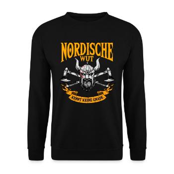 Wikinger, Odin, Valhalla, Nordische Wut - Unisex Pullover - Schwarz - Vorne - Alina (178cm) & Michal (187cm)