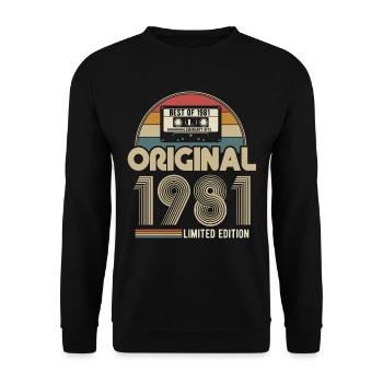 1981 Original Vintage Geburtstag Geschenk - Unisex Pullover - Schwarz - Vorne - Alina (178cm) & Michal (187cm)