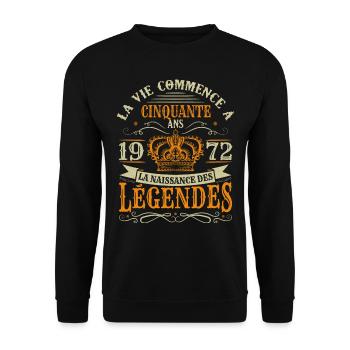 50 ans Anniversaire Humour Naissance 1972 Cadeau - Sweat-shirt Unisexe - noir - Devant - Alina (178cm) & Michal (187cm)