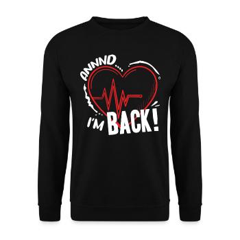 Herzinfarkt Überlebender - Unisex Pullover - Schwarz - Vorne - Alina (178cm) & Michal (187cm)