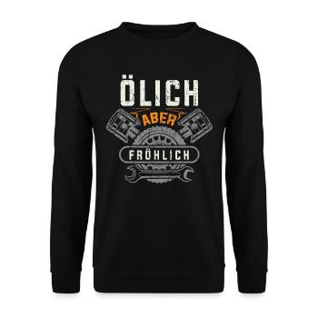 mechanic, public but cheerful - Unisex Sweatshirt - black - Front - Alina (178cm) & Michal (187cm)