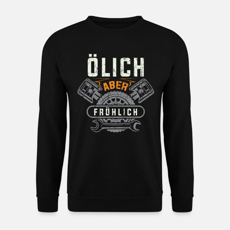 mechaniker, ölich aber fröhlich - Unisex Pullover - Schwarz