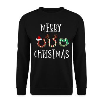Horselover, Chevaux Noël, Fers à cheval - Sweat-shirt Unisexe - noir - Devant - Alina (178cm) & Michal (187cm)
