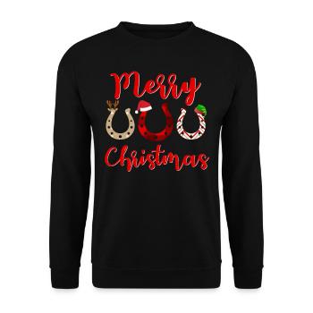 Horselover, Chevaux Noël, Fers à cheval - Sweat-shirt Unisexe - noir - Devant - Alina (178cm) & Michal (187cm)