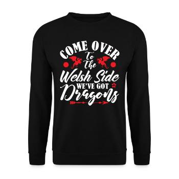 Walisische Seite Hat Drachen, Spiel Vorbei - Unisex Pullover - Schwarz - Vorne - Alina (178cm) & Michal (187cm)