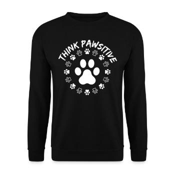 Denke Pawsitiv, Hundepfote - Unisex Pullover - Schwarz - Vorne - Alina (178cm) & Michal (187cm)