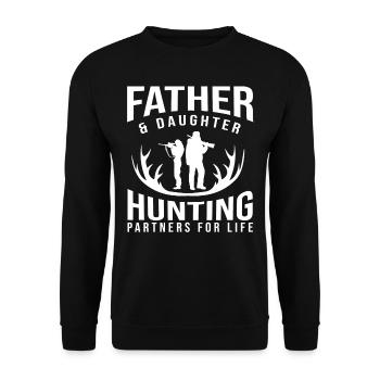 Père et fille Partenaire de chasse pour la vie - Sweat-shirt Unisexe - noir - Devant - Alina (178cm) & Michal (187cm)