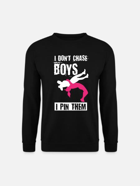 Mädchen Wrestling, Ich Jage Nicht Jungs - Unisex Pullover - Schwarz