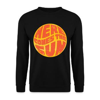 Hier Kommt Die Sonne, Retro 70er Jahre - Unisex Pullover - Schwarz - Vorne - Alina (178cm) & Michal (187cm)