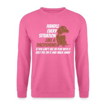 Griff-Situation Wie Ein Dackel - Unisex Pullover - Pink - Vorne