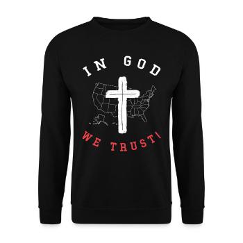 We trust in God, Christian Believers - Unisex Sweatshirt - black - Front - Alina (178cm) & Michal (187cm)