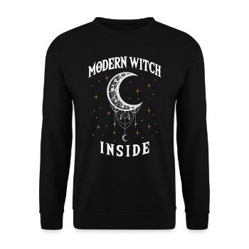 Modern Witch Inside, Witchcraft Wiccan - Unisex Sweatshirt - black - Front - Alina (178cm) & Michal (187cm)