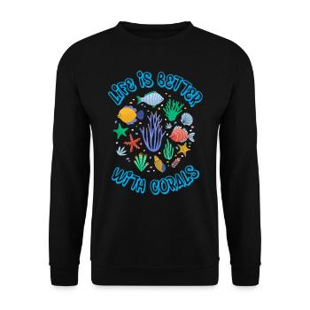 Das Leben Ist Besser Mit Korallen, Aquarist - Unisex Pullover - Schwarz - Vorne - Alina (178cm) & Michal (187cm)