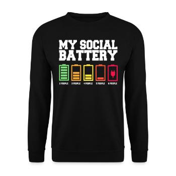 Meine Soziale Batterie Ist Niedrig - Unisex Pullover - Schwarz - Vorne - Alina (178cm) & Michal (187cm)