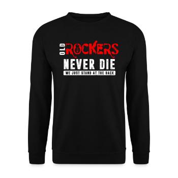 Old rockers never die, we just stand in the back - Unisex Sweatshirt - black - Front - Alina (178cm) & Michal (187cm)