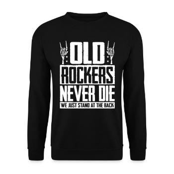 Old rockers never die, we just stand in the back - Unisex Sweatshirt - black - Front - Alina (178cm) & Michal (187cm)