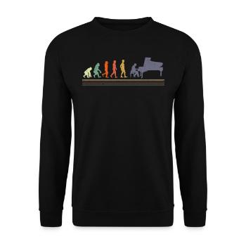 Klavierspieler Evolution Musiker - Unisex Pullover - Schwarz - Vorne - Alina (178cm) & Michal (187cm)