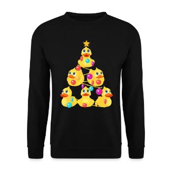 Gummi Ente Weihnachtsbaum - Unisex Pullover - Schwarz - Vorne - Alina (178cm) & Michal (187cm)