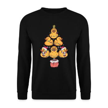 Gummi Ente Weihnachtsbaum - Unisex Pullover - Schwarz - Vorne - Alina (178cm) & Michal (187cm)